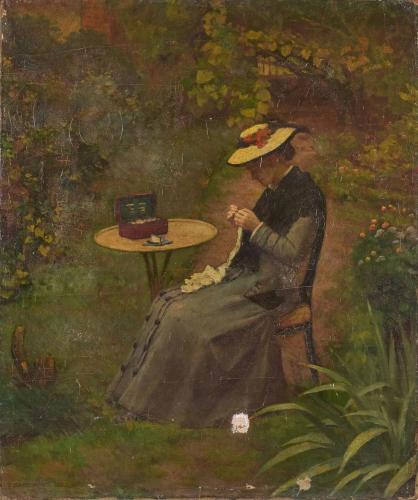 Résultat de ventes d'un tableau de Claude-Émile Schuffenecker intitulé La couture au jardin (huile sur toile). Commissaire-priseur à Paris, vente à l'Hôtel Drouot